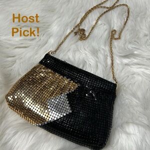 Black gold & silver vintage purse chain mesh